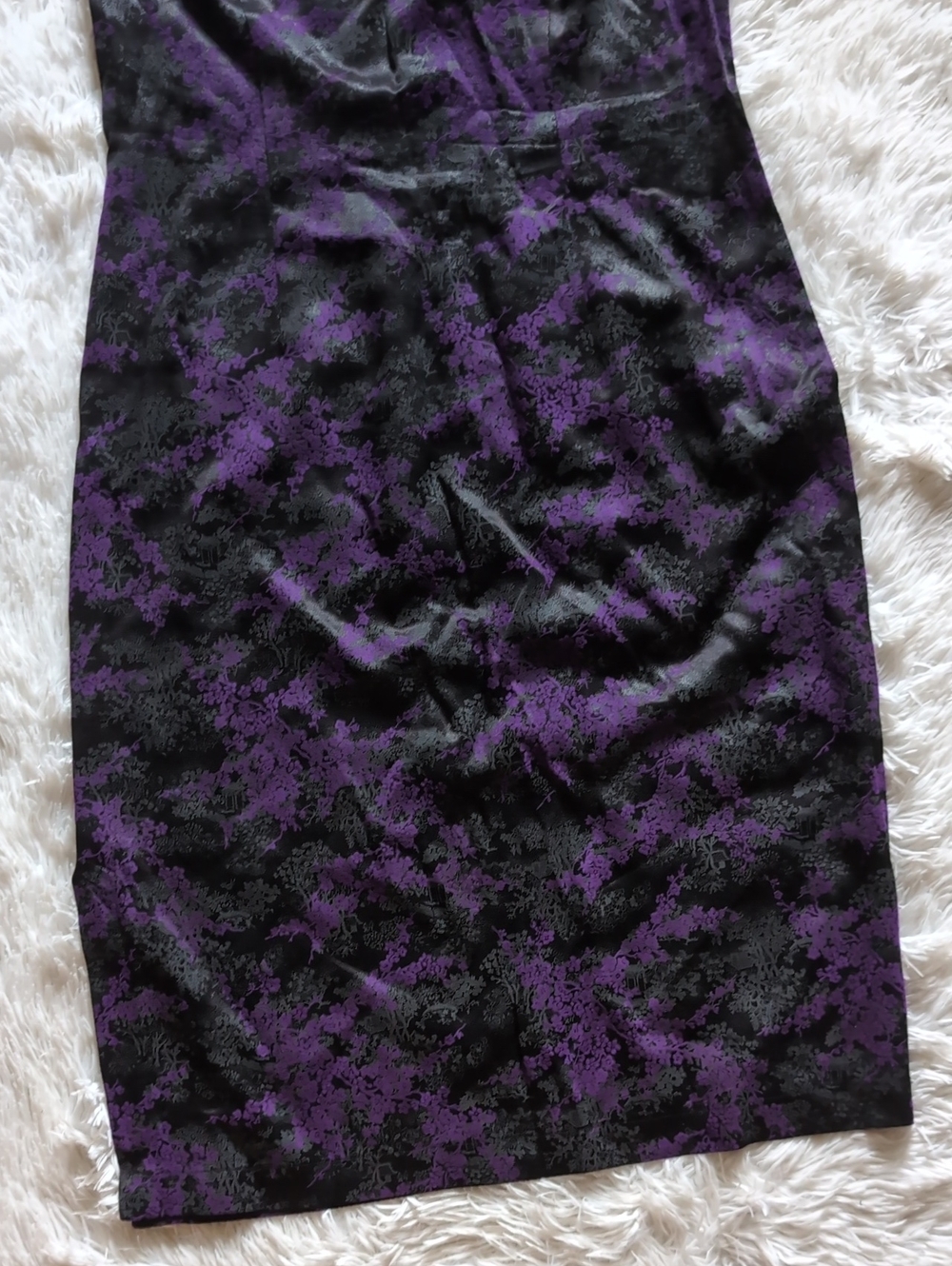 Morbid Threads Purple Satin Chinese Qipao Cherry Blossom Floral Dress Large - Picture 4 of 12
